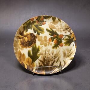 MCM Autumn Harvest Fiberglass Tray 14” Round Floral Serving Plate Fall Decor